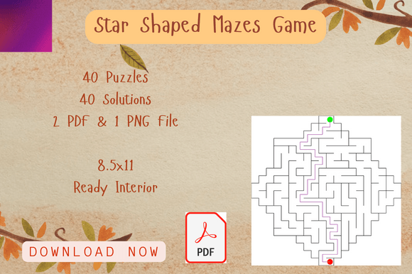 Download Star Maze Puzzles Activity for Kids Book - Premium Bundle
