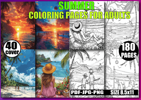 Download Summer Coloring Book for Adults V-4 - Book for adults Collection