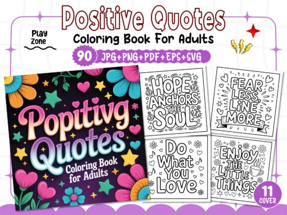 Download Positive Quotes Coloring Book for Adults - Book for adults Collection
